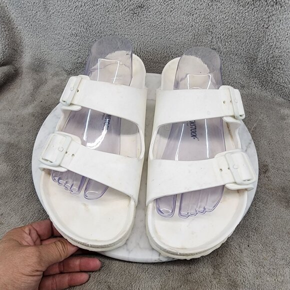Birkenstock Shoes Mens Size 11 Arizona Essential Off White Slip On Sandals *Read main image 5